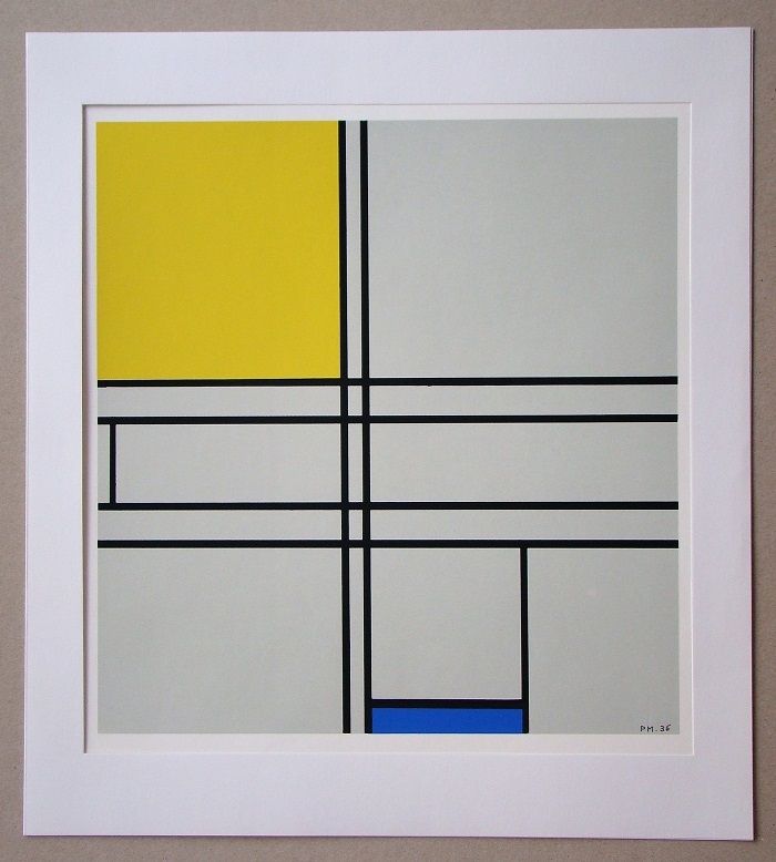 Siebdruck Mondrian - Compositie met blauw en geel - 1935