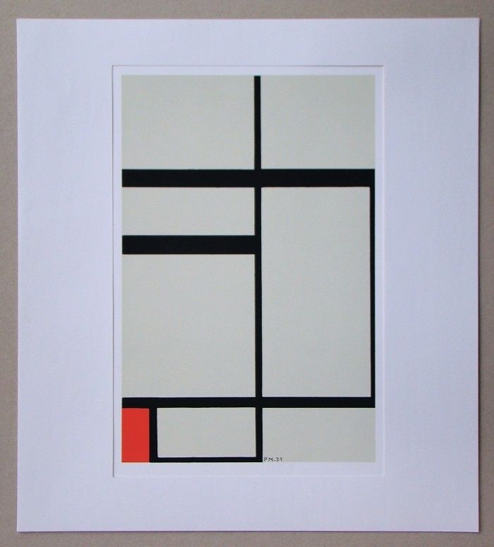 Siebdruck Mondrian - Compositie met rood - 1931