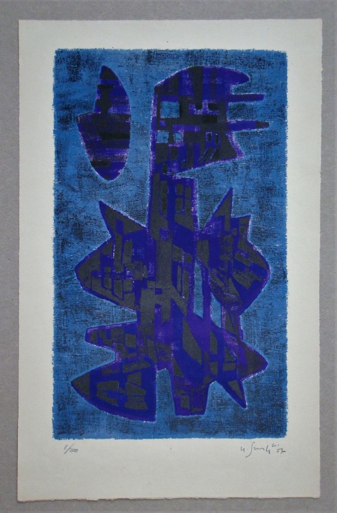 Lithographie Singier - Composition abstrait, 1956