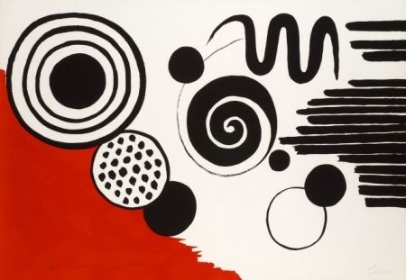 Lithographie Calder - Composition au serpent noir