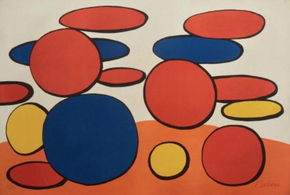 Lithographie Calder - Composition aux cercles