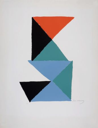 Lithographie Delaunay - Composition aux triangles, c. 1967 - Hand-signed