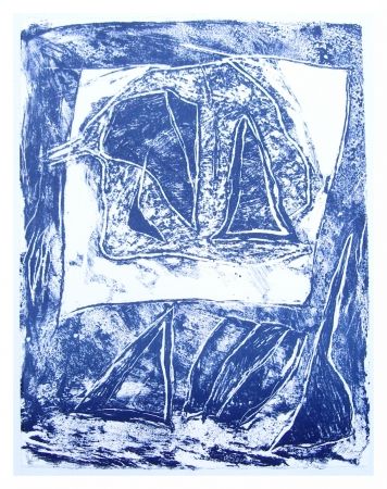 Lithographie Humair - Composition bleue 1
