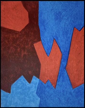 Lithographie Poliakoff - Composition Bleue et Rouge 