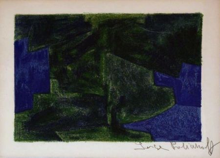 Lithographie Poliakoff - Composition bleue et verte n°41