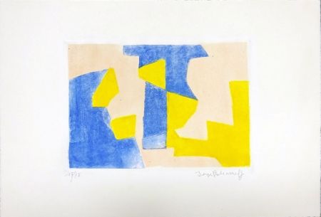 Radierung Und Aquatinta Poliakoff - Composition Bleue rose et jaune