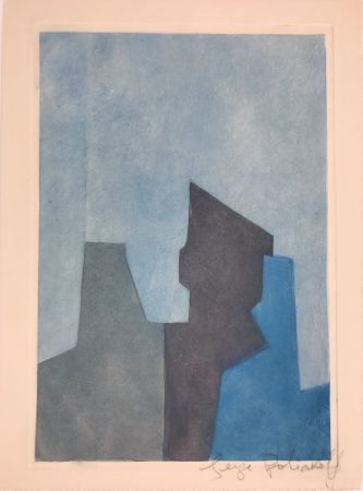 Radierung Und Aquatinta Poliakoff - Composition bleue XXIV