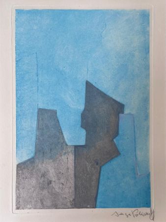 Radierung Und Aquatinta Poliakoff - Composition bleue XXIV 