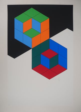 Siebdruck Vasarely - Composition cinétique : Bi-Hexa