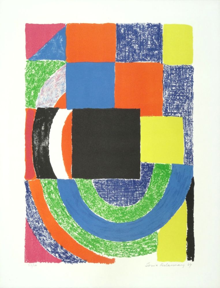 Lithographie Jorn - Composition colorée