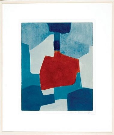 Aquatinta Poliakoff - Composition en blue and rouge