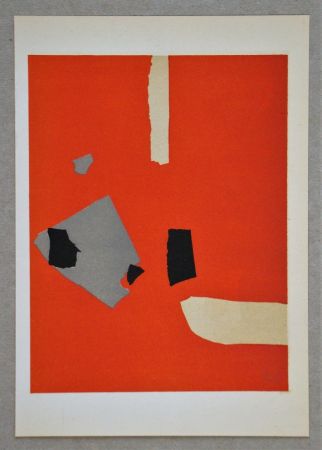 Lithographie De Stael - Composition fond orange