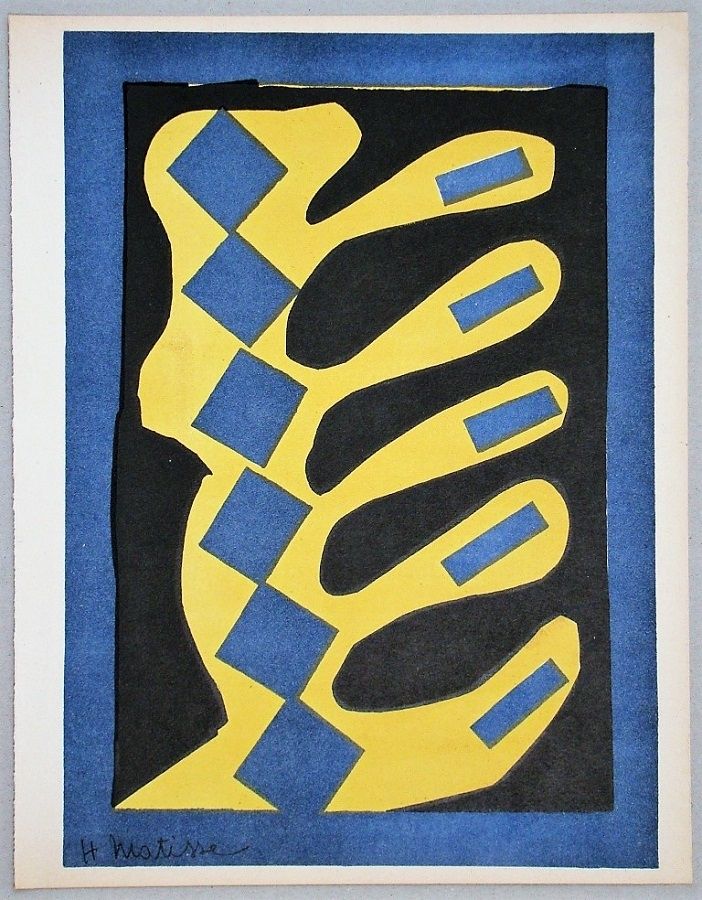 Lithographie Matisse - Composition jaune, bleu et noire, 1947