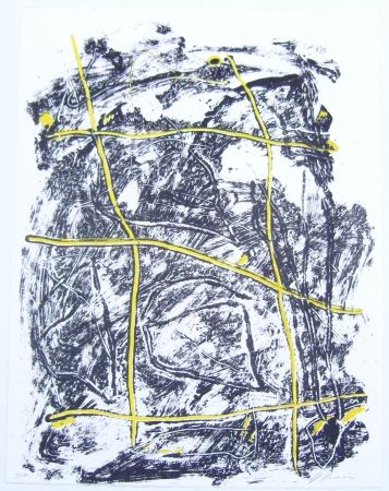 Lithographie Humair - Composition jaune et noire 2