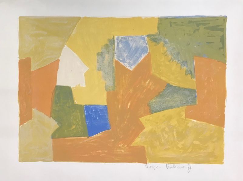 Lithographie Poliakoff - Composition jaune, Orange et Verte L14 