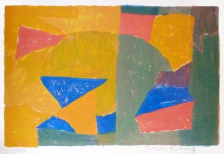 Lithographie Poliakoff - Composition jaune, verte, bleue et rouge