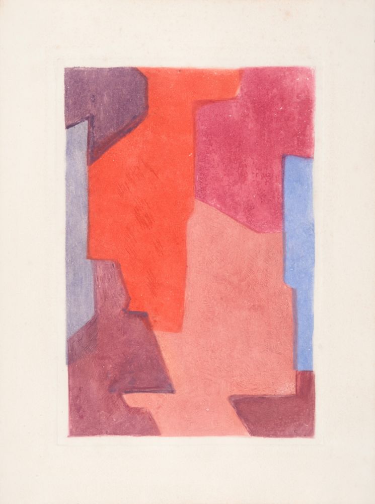 Radierung Und Aquatinta Poliakoff - Composition mauve bleue et rouge, Parménide, 1964 (#E)