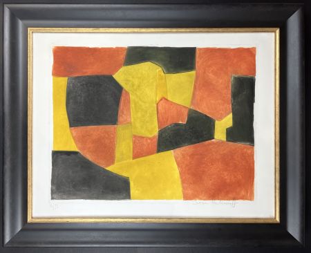 Radierung Und Aquatinta Poliakoff - Composition noire, jaune et brune 