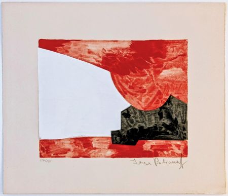 Lithographie Poliakoff - Composition rouge, blanche et noire L42 