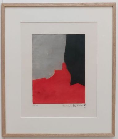 Radierung Und Aquatinta Poliakoff - Composition rouge, grise et noire IV 