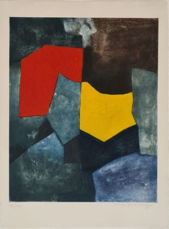 Radierung Und Aquatinta Poliakoff - Composition rouge, verte, jaune et bleue XVI 
