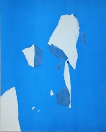 Pochoir De Stael - Composition sur fond bleu ciel