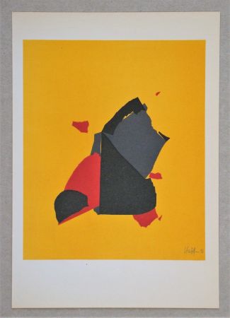 Lithographie De Stael - Composition sur fond jaune