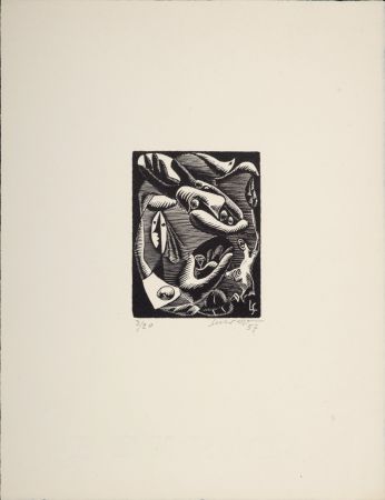 Holzschnitt Survage - Composition surréaliste XXV, 1957