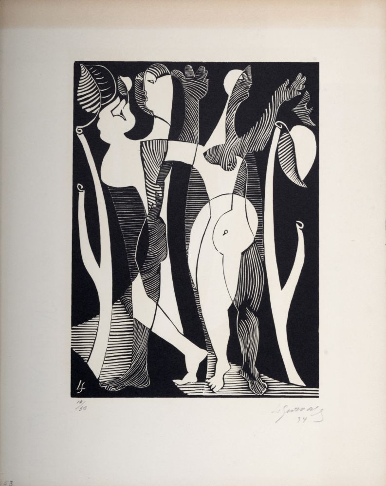 Holzschnitt Survage - Composition surréaliste XXVII,1934