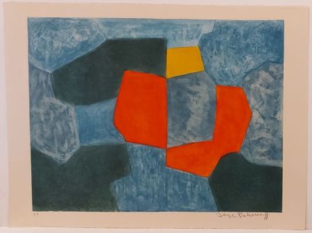 Radierung Und Aquatinta Poliakoff - Composition verte, bleue, rouge et jaune XXXV 