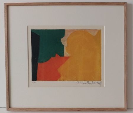 Radierung Und Aquatinta Poliakoff - Composition verte, rouge et orange EF V 