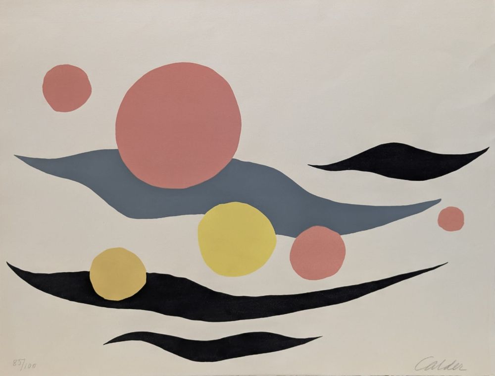 Lithographie Calder - Composition with Clouds and Spheres 