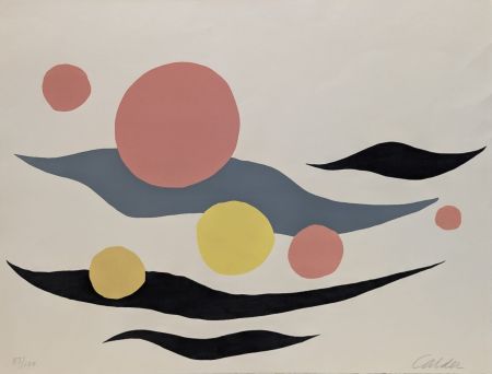 Lithographie Calder - Composition with Clouds and Spheres 