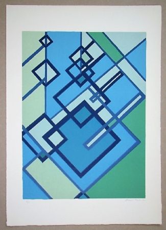 Lithographie Radice - Compositione astratta blu verde