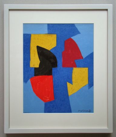 Lithographie Poliakoff - Compsition bleue, rouge et jaune