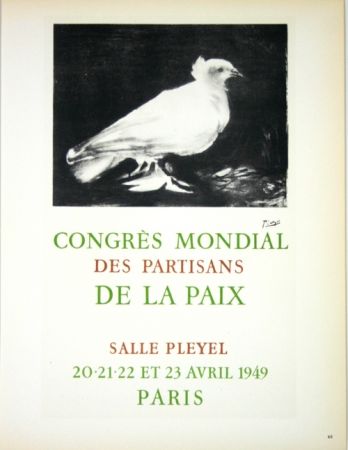 Lithographie Picasso - Congrés Mondial de la Paix  Avril 1949