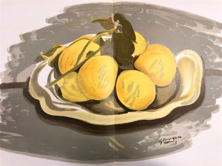 Lithographie Braque - Corbeille de fruits