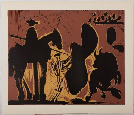 Linolschnitt Picasso - Corrida, Torero face au taureau