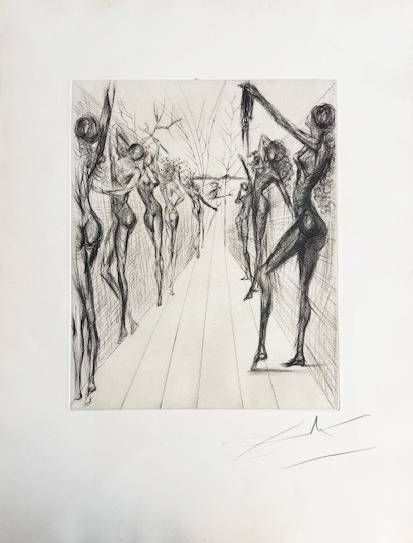 Kaltnadelradierung Dali - Corridor de Kathmandou (Katmandu Corridor), black