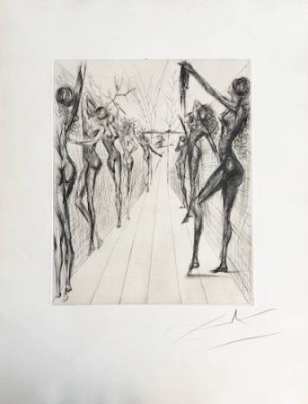 Kaltnadelradierung Dali - Corridor de Kathmandou (Katmandu Corridor), black