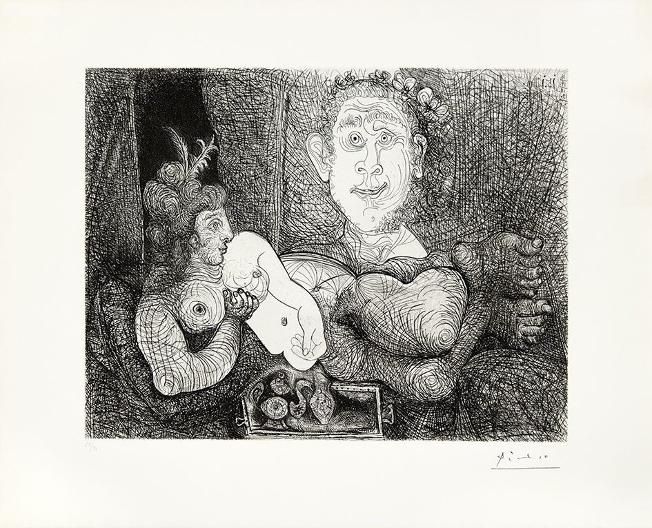 Stich Picasso - Coulisses du tableau, odalisque et peintre