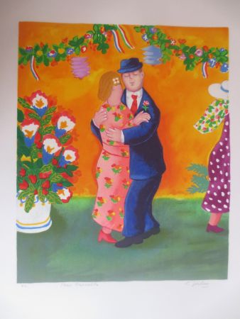 Lithographie Jirlow - Couple dansant