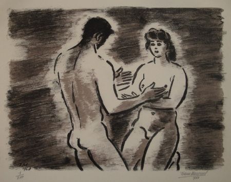 Lithographie Masereel - Couple de nus