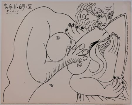 Lithographie Picasso - Couples and female nudes
