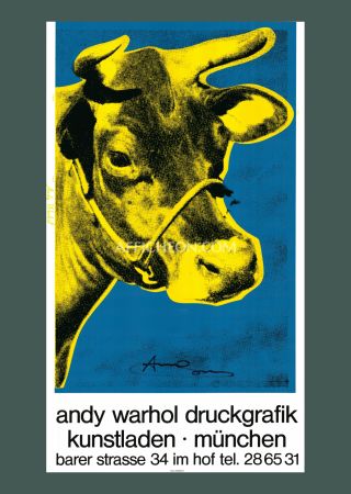 Siebdruck Warhol - 'Cow Wallpaper (Blue/Yellow)' 1983 Silkscreen (Hand-signed)
