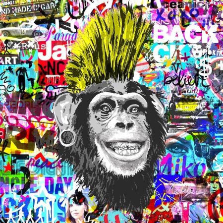 Digitale Druckgrafik Catelain - Crazy Yellow Monkey