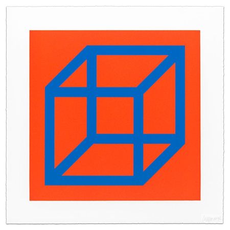 Linolschnitt Lewitt - Cubes in Color on Color