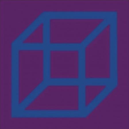 Linolschnitt Lewitt - Cubes in Color on Color (Purple/Blue)