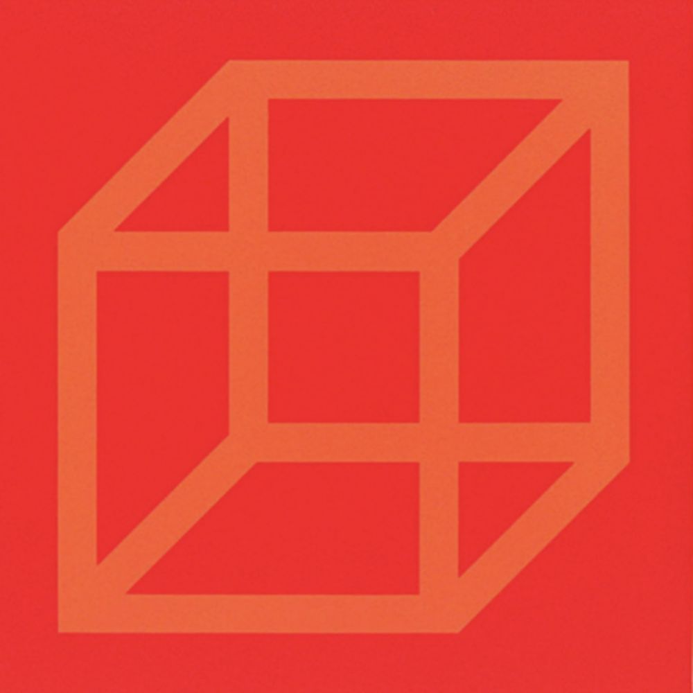Linolschnitt Lewitt - Cubes in Color on Color (Yellow/Red)_copy