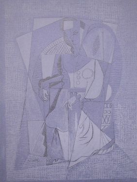 Lithographie Lhote - Cubistic woman (femme assise)